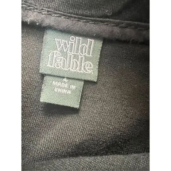 Wild Fable Black Zippered Back Denim Mini Skirt Size 4 - Picture 4 of 6